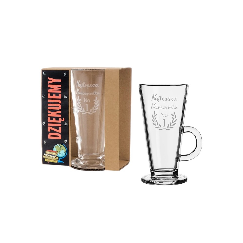 Szklanka Latte grawerowana " Najlepsza Nauczycielka No 1"