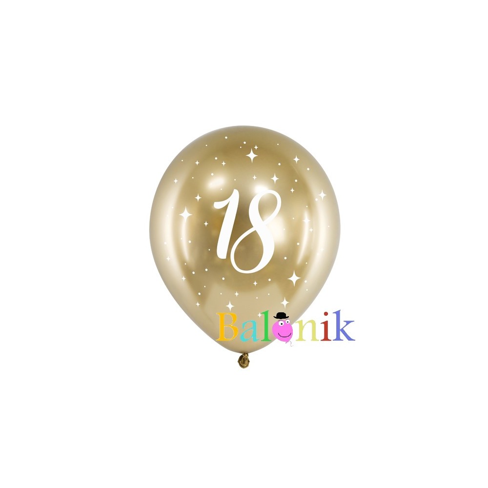 Balon lateksowy złoty chrom 18