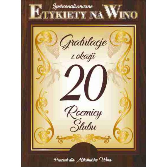Etykiety na wino - 20 rocznica ślubu