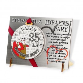 Medal z podstawką drewno -...