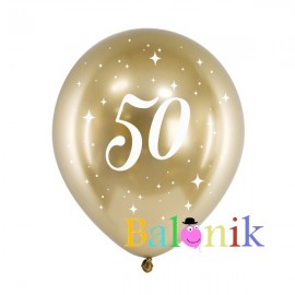 Balon lateksowy złoty chrom 50