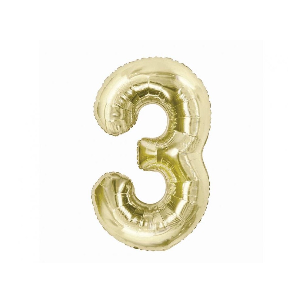 Balon foliowy Cyfra ''3'', 85 cm szampańskie złoto