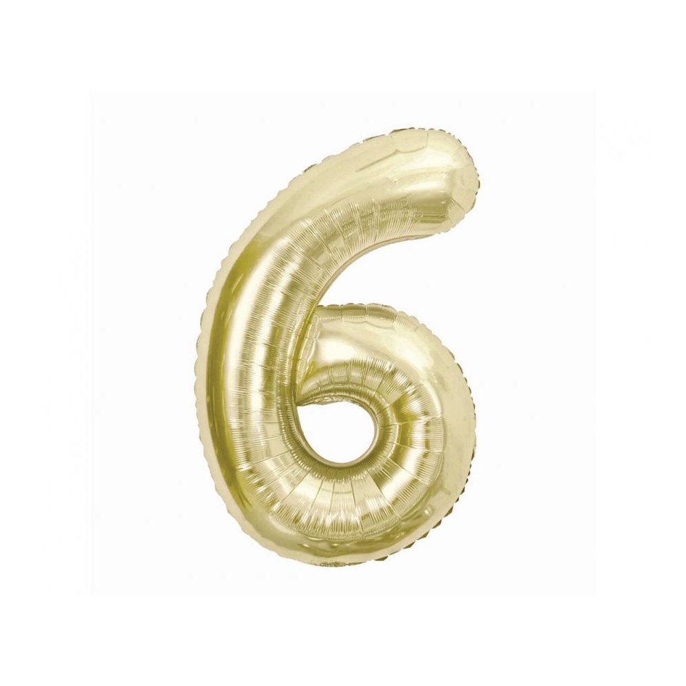 Balon foliowy Cyfra ''6'', 85 cm szampańskie złoto