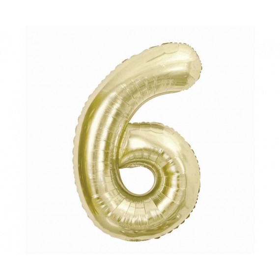 Balon foliowy Cyfra ''6'', 85 cm szampańskie złoto