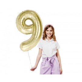 Balon foliowy Cyfra ''9'', 85 cm szampańskie złoto