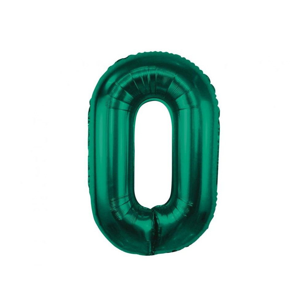 Balon foliowy Cyfra ''0'', 85 cm butelkowa zieleń