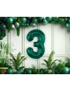 Balon foliowy Cyfra ''3'', 85 cm butelkowa zieleń