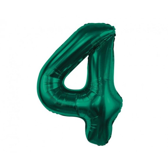 Balon foliowy Cyfra ''4'', 85 cm butelkowa zieleń