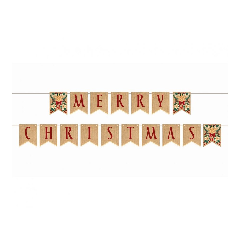 Girlanda papierowa Merry Christmas, listki, 10x13 cm, 250 cm