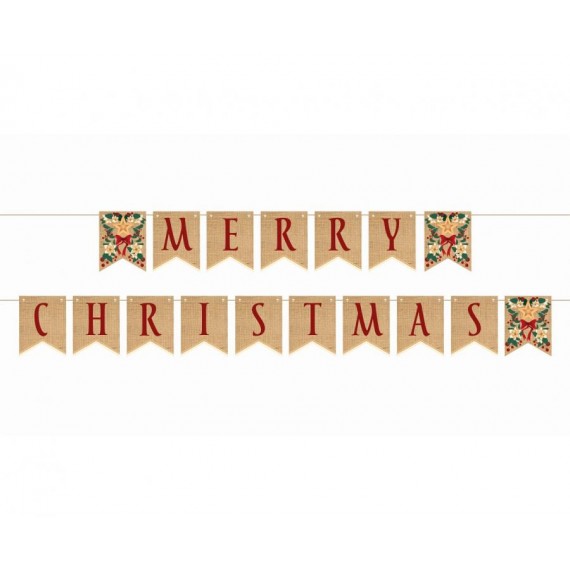 Girlanda papierowa Merry Christmas, listki, 10x13 cm, 250 cm