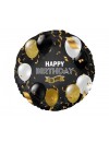 Balon foliowy okrągły Happy birthday czarny