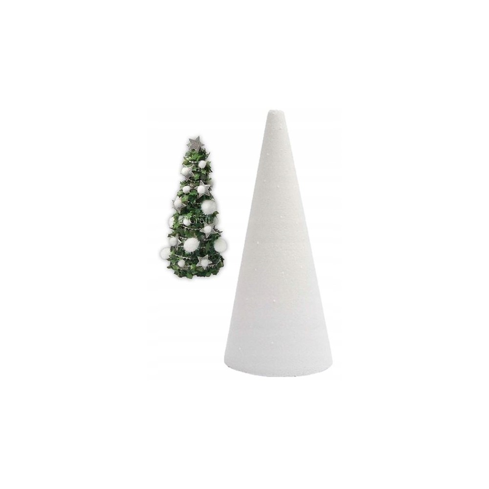 Stożek Styropianowy  30 cm  biały