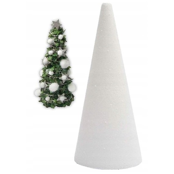 Stożek Styropianowy  30 cm  biały