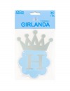 Girlanda papierowa Happy Birthday, niebiesko-srebrna , 160 cm