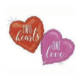 Balon foliowy łączone serca 41'' 104cm Two Hearts One Love
