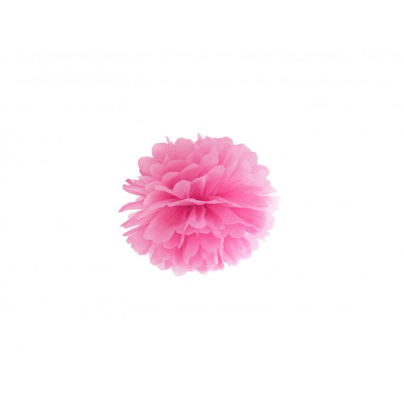 Pompon bibułowy, ciemno różowy, 35cm
