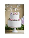 Topper na tort srebrny love