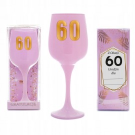 Kieliszek do wina 60 Urodziny różowy