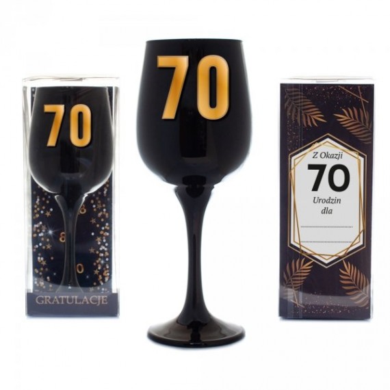 Kieliszek do wina 70 Urodziny czarny