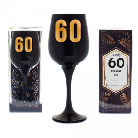 Kieliszek do wina 60 Urodziny czarny